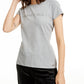 Camiseta Calvin Klein Feminina com Logo Cravejado Cinza Tamanho Grande