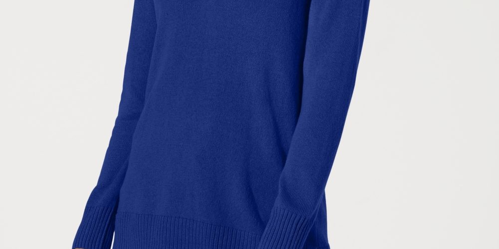 Karen Scott Suéter Feminino Gola V Lisa Azul Tamanho Médio