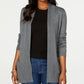 Karen Scott Cardigan Feminino de Algodão com Frente Aberta, Cinza Escuro, Tamanho Médio
