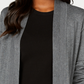 Karen Scott Cardigan Feminino de Algodão com Frente Aberta, Cinza Escuro, Tamanho Médio