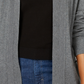 Karen Scott Cardigan Feminino de Algodão com Frente Aberta, Cinza Escuro, Tamanho Médio