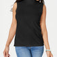 Karen Scott Blusa feminina sem mangas com decote falso, preta, tamanho pequeno
