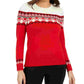Suéter feminino Fair Isle com blocos de cores, vermelho, tamanho pequeno médio