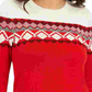 Suéter feminino Fair Isle com blocos de cores, vermelho, tamanho pequeno médio