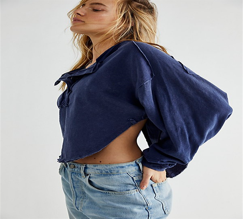 Free People Melodi Henley Azul Masculino Tamanho X-Grande