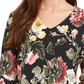 Charter Club Feminino Garden Estampado Gola V Top Preto Tamanho Grande