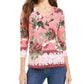 Charter Club Feminino Garden Estampado Gola V Top Rosa Tamanho X-G