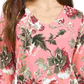 Charter Club Feminino Garden Estampado Gola V Top Rosa Tamanho X-G