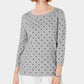 Karen Scott Blusa feminina de bolinhas, manga 3/4, gola redonda, cinza, tamanho extrapequeno