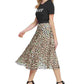 Saia midi plissada feminina DKNY amarela/preta tamanho médio