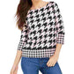 Blusa feminina Charter Club com botões e estampa pied-de-poule, rosa, tamanho pequeno G