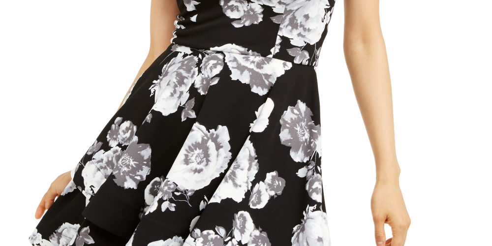 Vestido floral Allover da B Darlin Junior, preto, tamanho 7/8