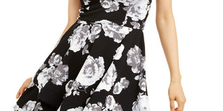 B Darlin Junior's Allover Floral Dress Black Size 7/8