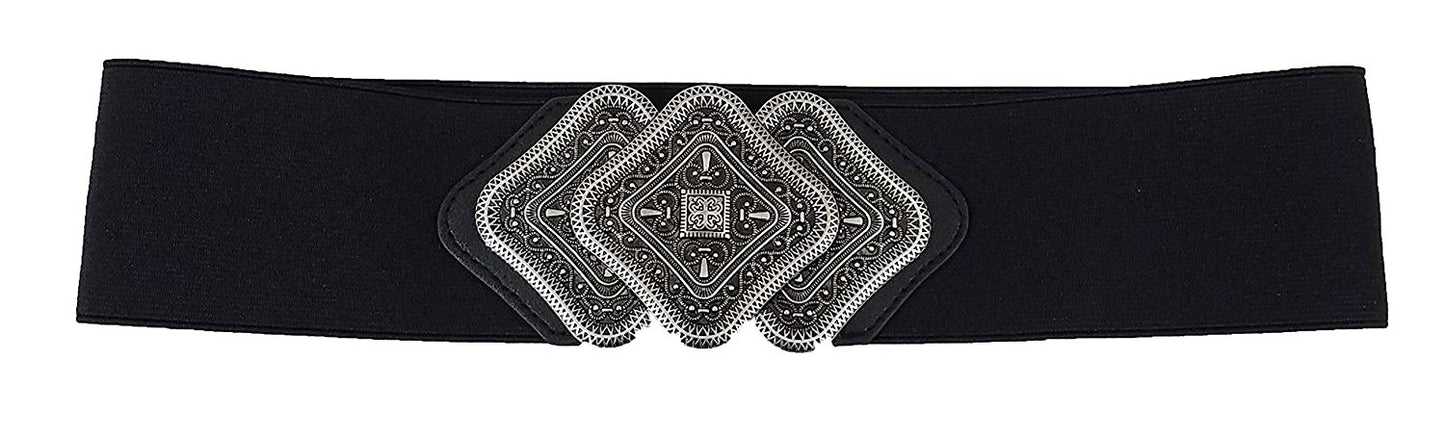 Cinto elástico intertravado Trio com fivela de metal feminino Style &amp; Co, preto, tamanho L/XL