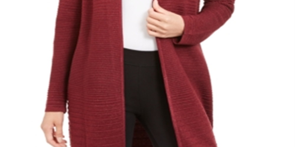 Cardigan feminino Alfani com ponto lurex vermelho, tamanho pequeno P