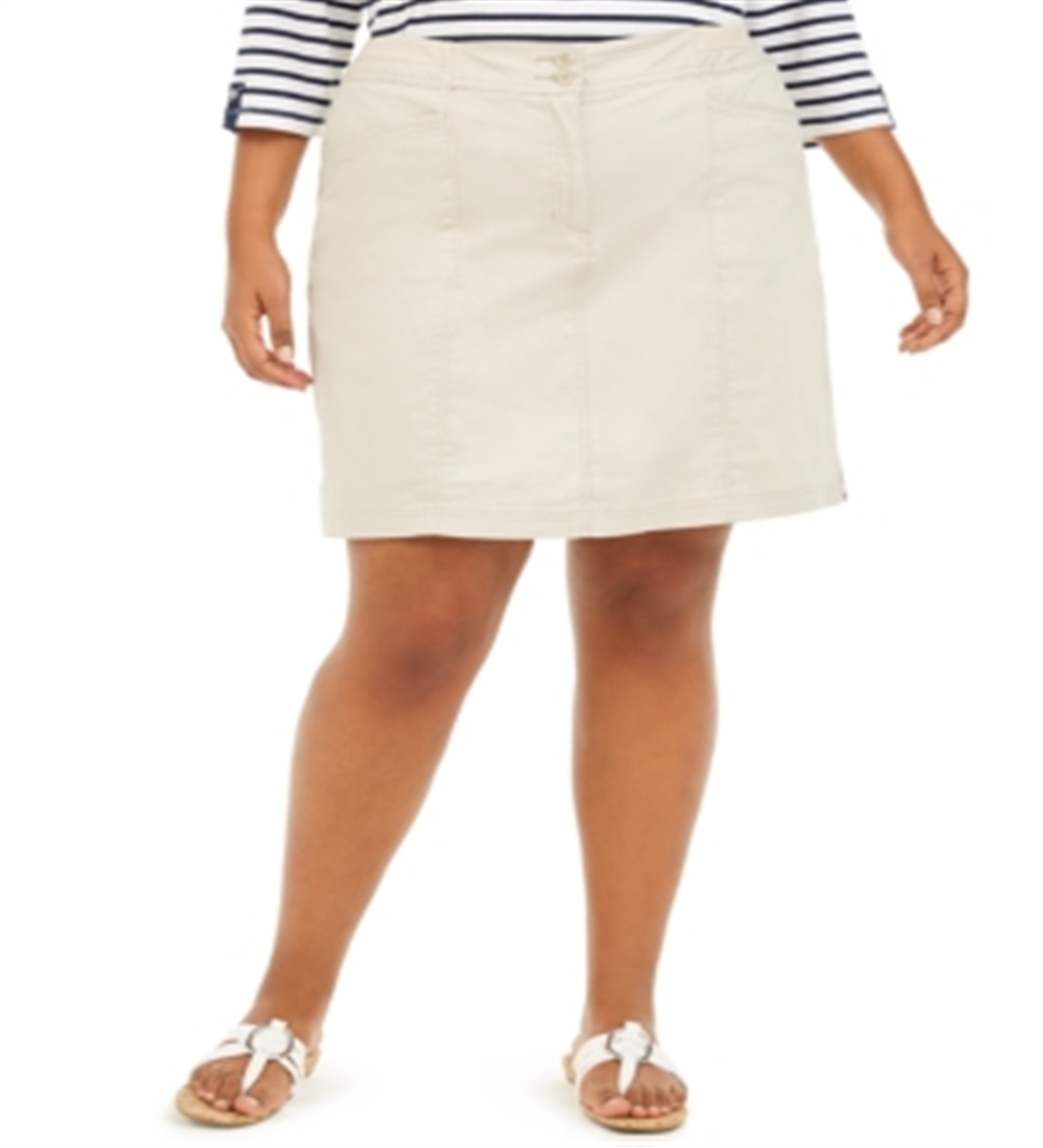 Saia-calça feminina Karen Scott Plus Knit com cós alto e bege, tamanho 20W