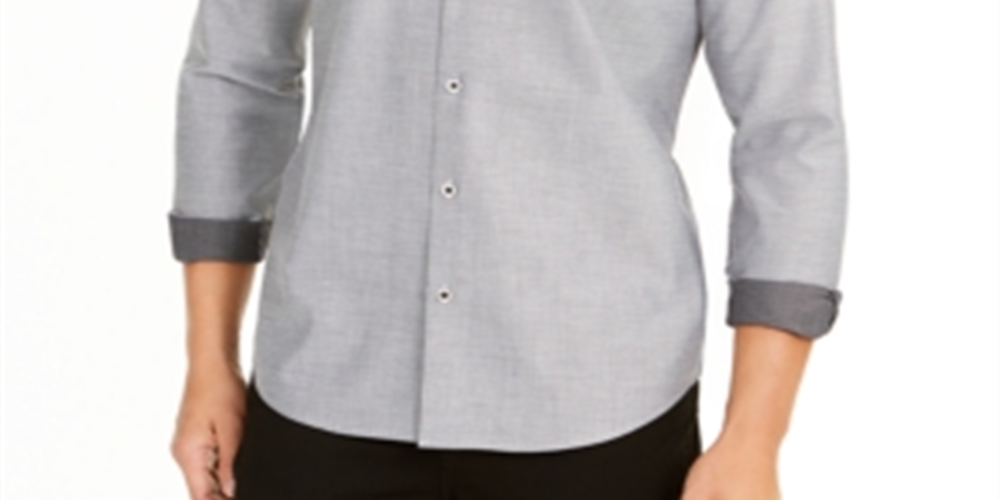 Camisa Alfani Masculina Classic Fit Gradient-Stripe Preta Tamanho Grande