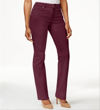 Calça feminina Charter Club de sarja com perna reta, vermelha, tamanho 16