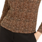 Blusa feminina Bar III com estampa animal e gola alta e trufas, marrom, tamanho extragrande