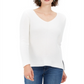 Suéter de algodão canelado com decote em V feminino Style &amp; Co, branco, tamanho XX-G