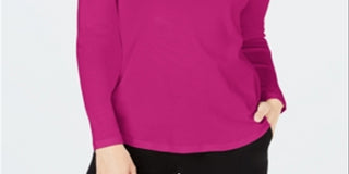 Camiseta feminina Charter Club de algodão com gola falsa, rosa, tamanho pequeno