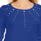 Karen Scott Top Feminino de Algodão com Ilhós e Enfeites Azul Tamanho X-S
