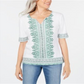 Blusa feminina Karen Scott estampada manga curta branca tamanho pequeno