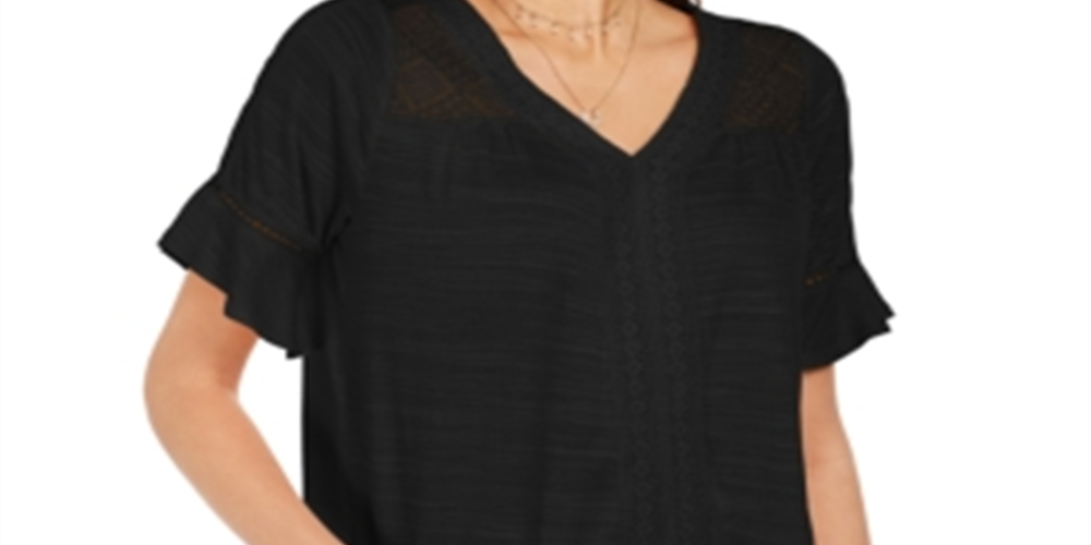 Top de crochê feminino Style &amp; Co, preto, tamanho pequeno