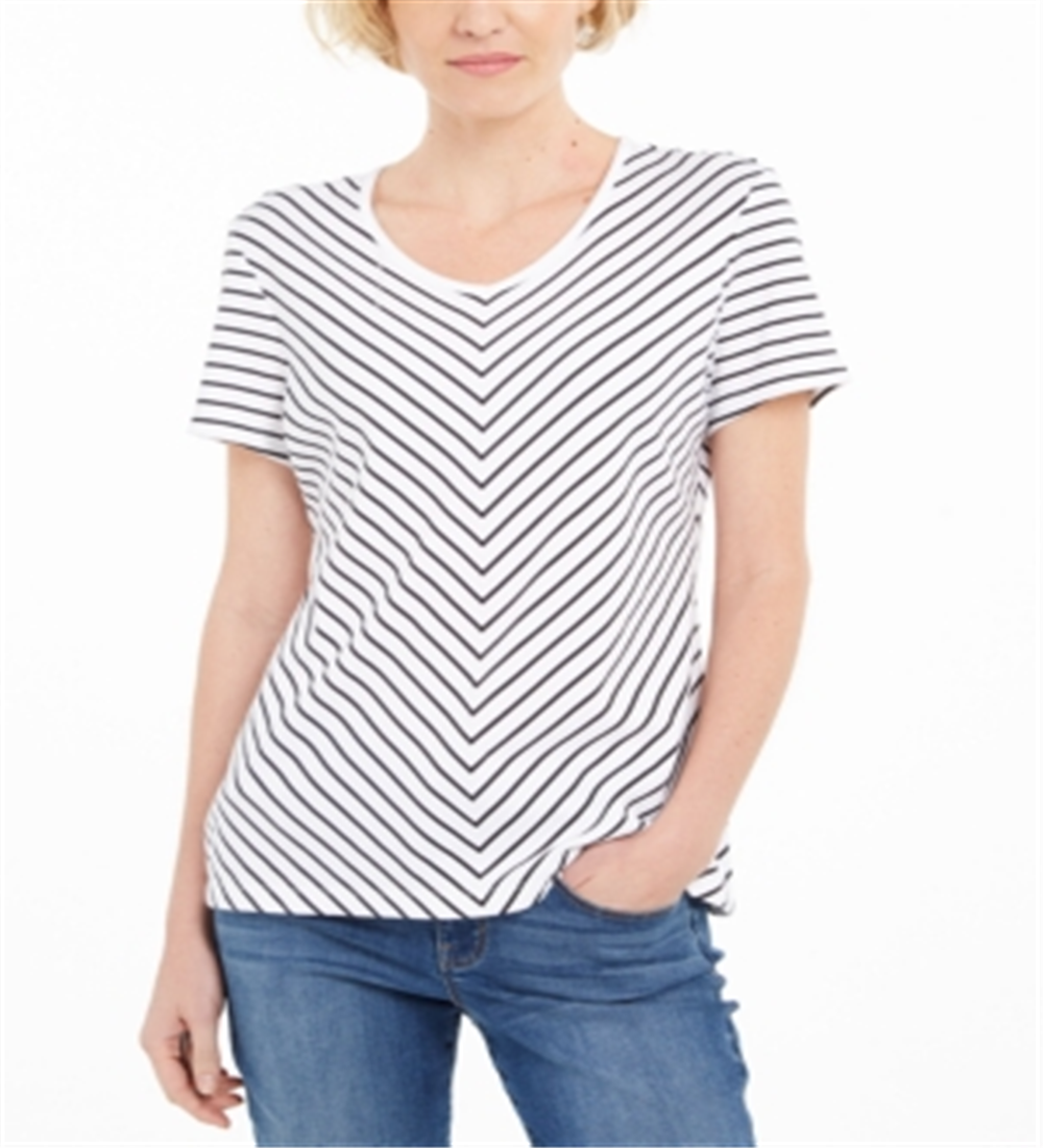 Karen Scott Blusa Listrada Feminina Branca Tamanho Médio