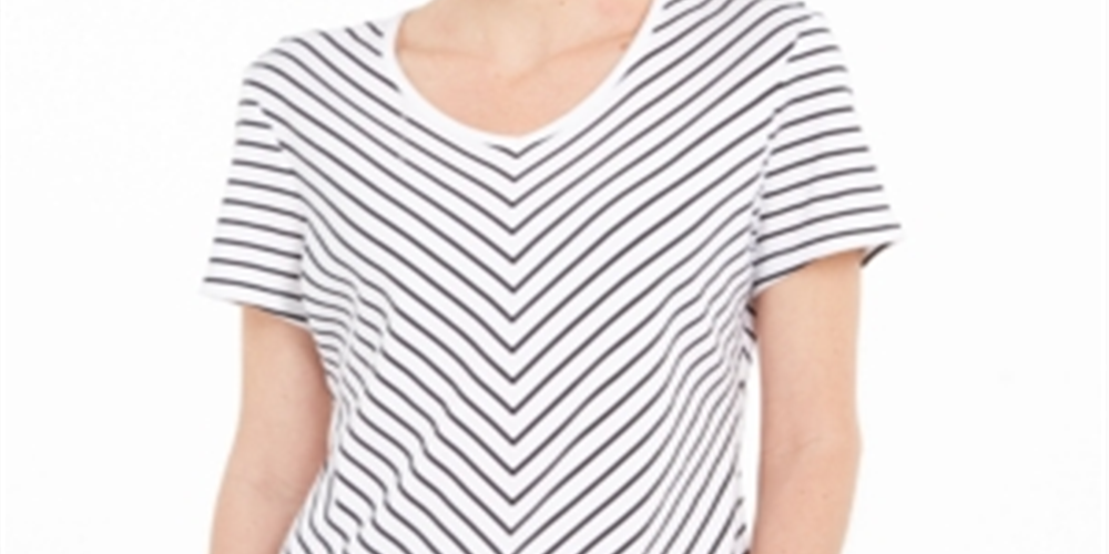 Karen Scott Blusa Listrada Feminina Branca Tamanho Médio
