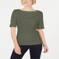 Karen Scott Top Feminino com Decote Canoa e Botões Verde Tamanho P