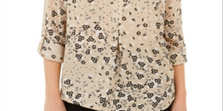 Blusa Maria com estampa floral feminina Charter Club, marrom, tamanho X-S