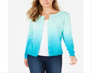 Cardigan feminino Ombre Charter Club azul tamanho médio