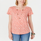 Blusa feminina de algodão com estampa de gola redonda, tamanho Pêssego, estilo &amp; Co