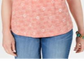 Blusa feminina de algodão com estampa de gola redonda, tamanho Pêssego, estilo &amp; Co