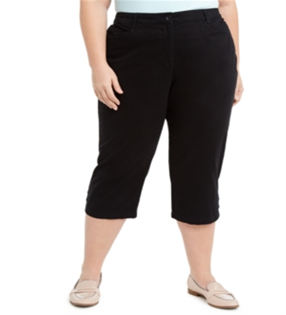 Calça Capri Feminina Karen Scott Plus Stretch Tummy Control Preta Tamanho 22W