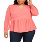 Blusa feminina Charter Club Plus com bolinhas rosa tamanho 2X