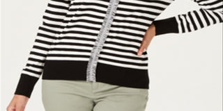 Camiseta feminina de manga comprida Charter Club, branca, tamanho X-G