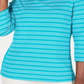 Blusa feminina Karen Scott de algodão listrada com bainha ventilada, azul, tamanho X-S