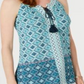 Regata feminina sem mangas com estampa de borlas estilo &amp; co, azul, tamanho extragrande