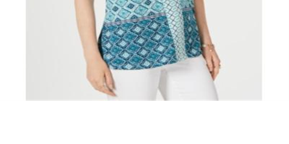 Regata feminina sem mangas com estampa de borlas estilo &amp; co, azul, tamanho extragrande
