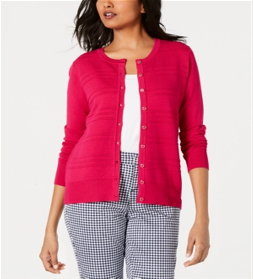 Cardigan texturizado feminino Charter Club rosa marroquino tamanho XX-grande