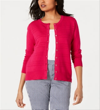 Cardigan texturizado feminino Charter Club rosa marroquino tamanho XX-grande