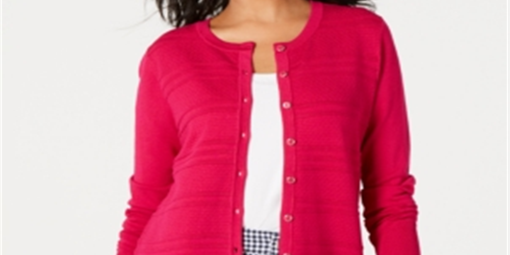 Cardigan texturizado feminino Charter Club rosa marroquino tamanho XX-grande