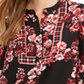 Túnica feminina com decote em joia e manga longa floral Charter Club, tamanho pequeno, vermelha