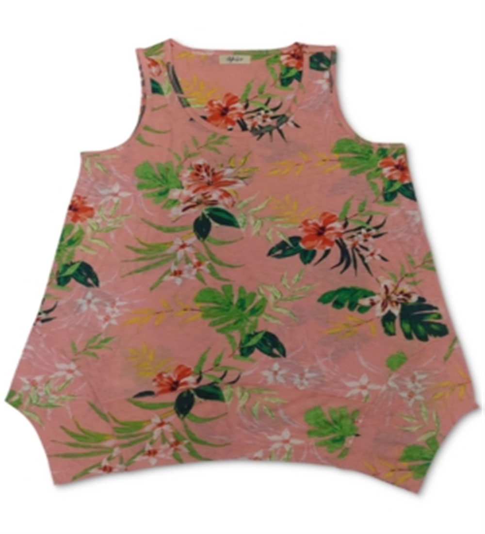 Regata feminina estampada com bainha assimétrica estilo &amp; co rosa tamanho médio