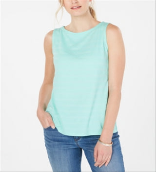 Regata feminina de algodão texturizado Charter Club, azul, tamanho extragrande