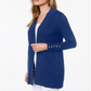 Cardigan feminino JM Collection com frente aberta, azul, tamanho pequeno P