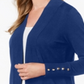 Cardigan feminino JM Collection com frente aberta, azul, tamanho pequeno P