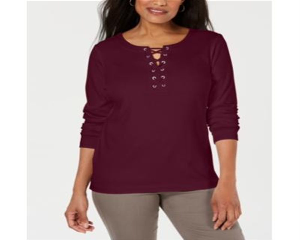 Karen Scott Blusa Feminina Manga Longa Gola Redonda Amarrada Tamanho XS